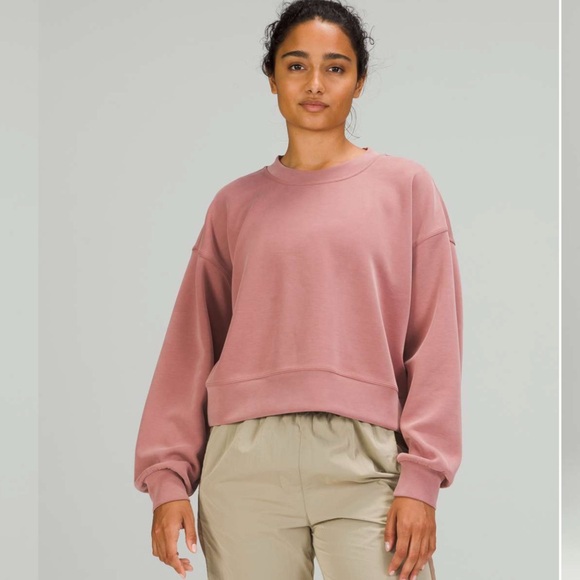 lululemon athletica Tops - Lululemon Perfectly Oversized Cropped Crew *Softstreme 6/Spiced Chai